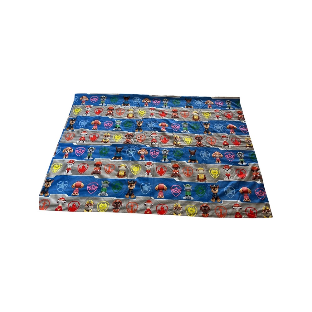 Paw Patrol Kids Bedding Flat Sheet Blue Grey Character Badge Print Twin